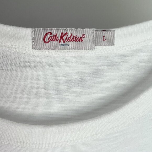 Cath Kidston London Pop Art Dog Print Top Size L White Cotton Short Sleeve Tee - Picture 8 of 15